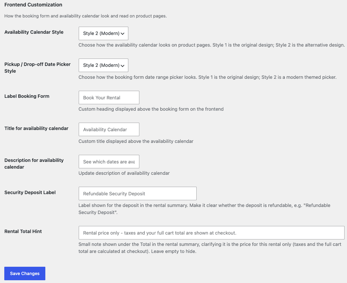 Smart Rentals - Frontend Customization