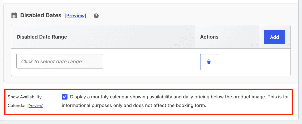 Smart Rentals enable availability calendar