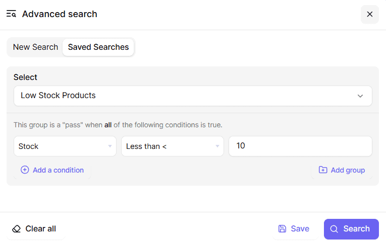 smart manager apply saved advanced searches
